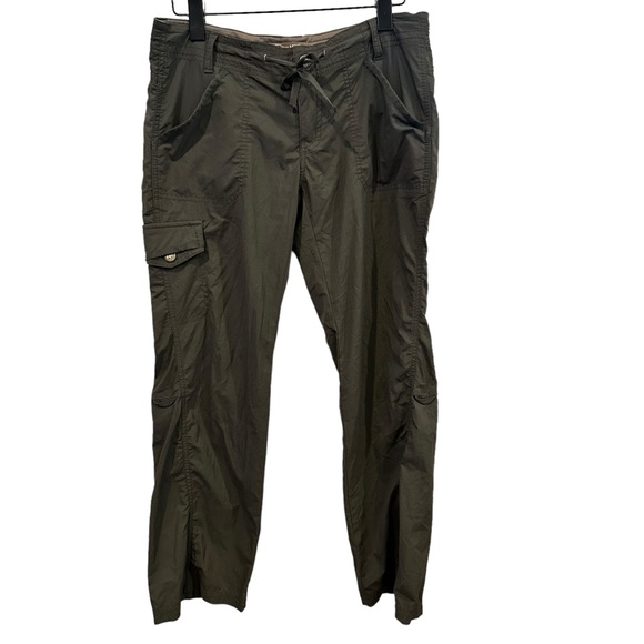 Rei hiking outside khaki green stretch cargo pants size 4 petite pockets 4P - Picture 1 of 7